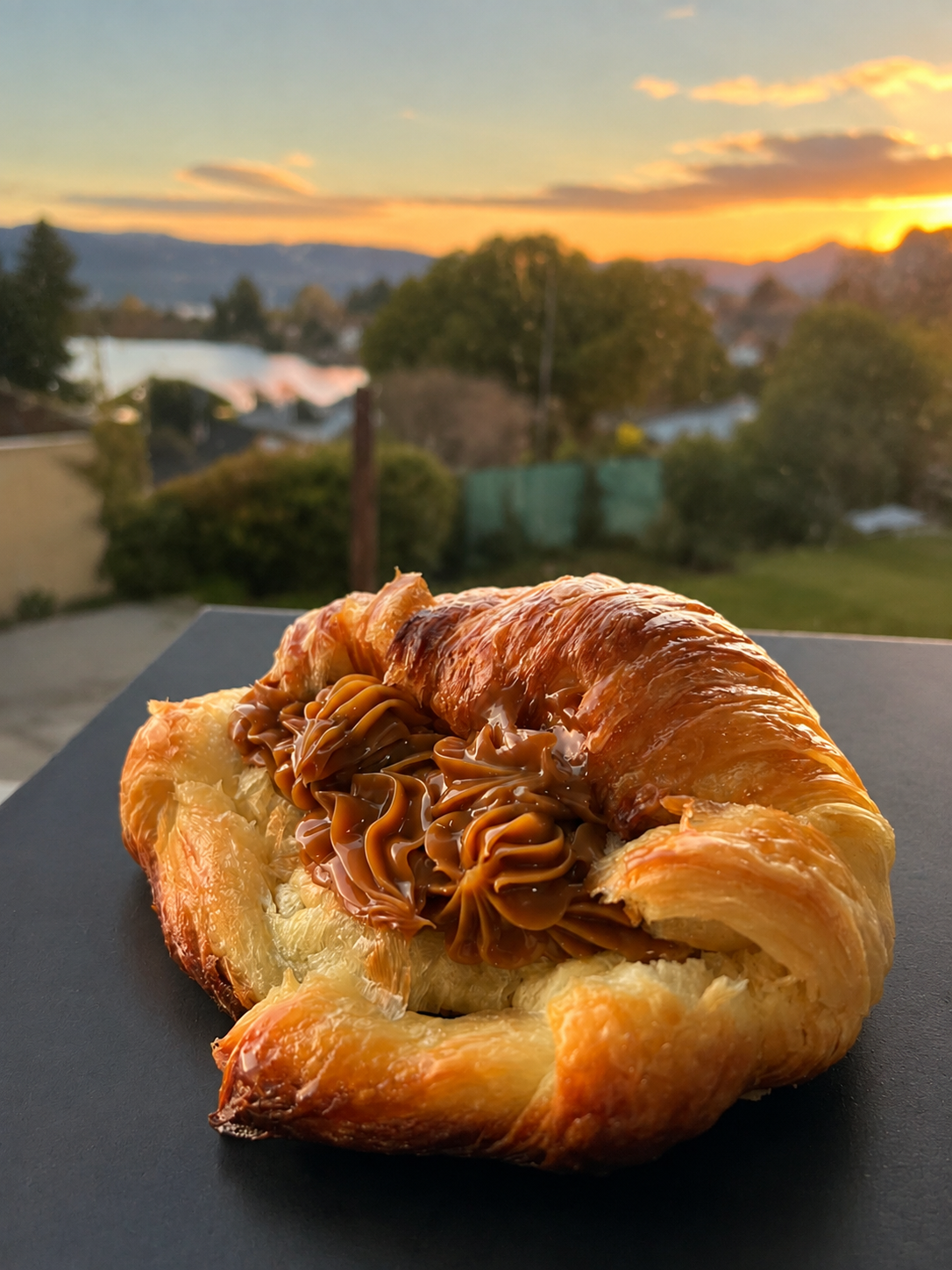 Medialuna rellena de dulce de leche